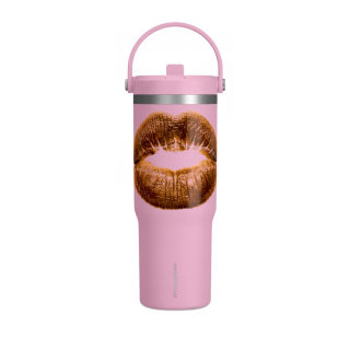 Faux Fur Kiss Lips Tumbler 32oz | Lip Print Travel Mug 7
