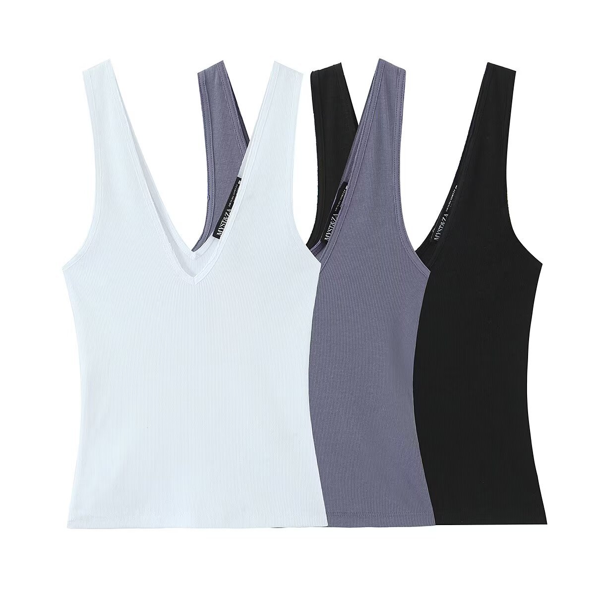 Elegant V-Neck Ribbed Sleeveless Top | Women's