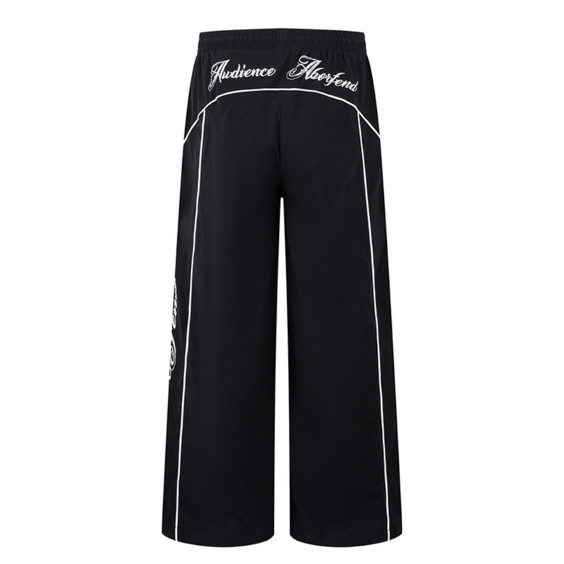 Line Print Loose Wide-Leg Pants for Women | Pleated Casual