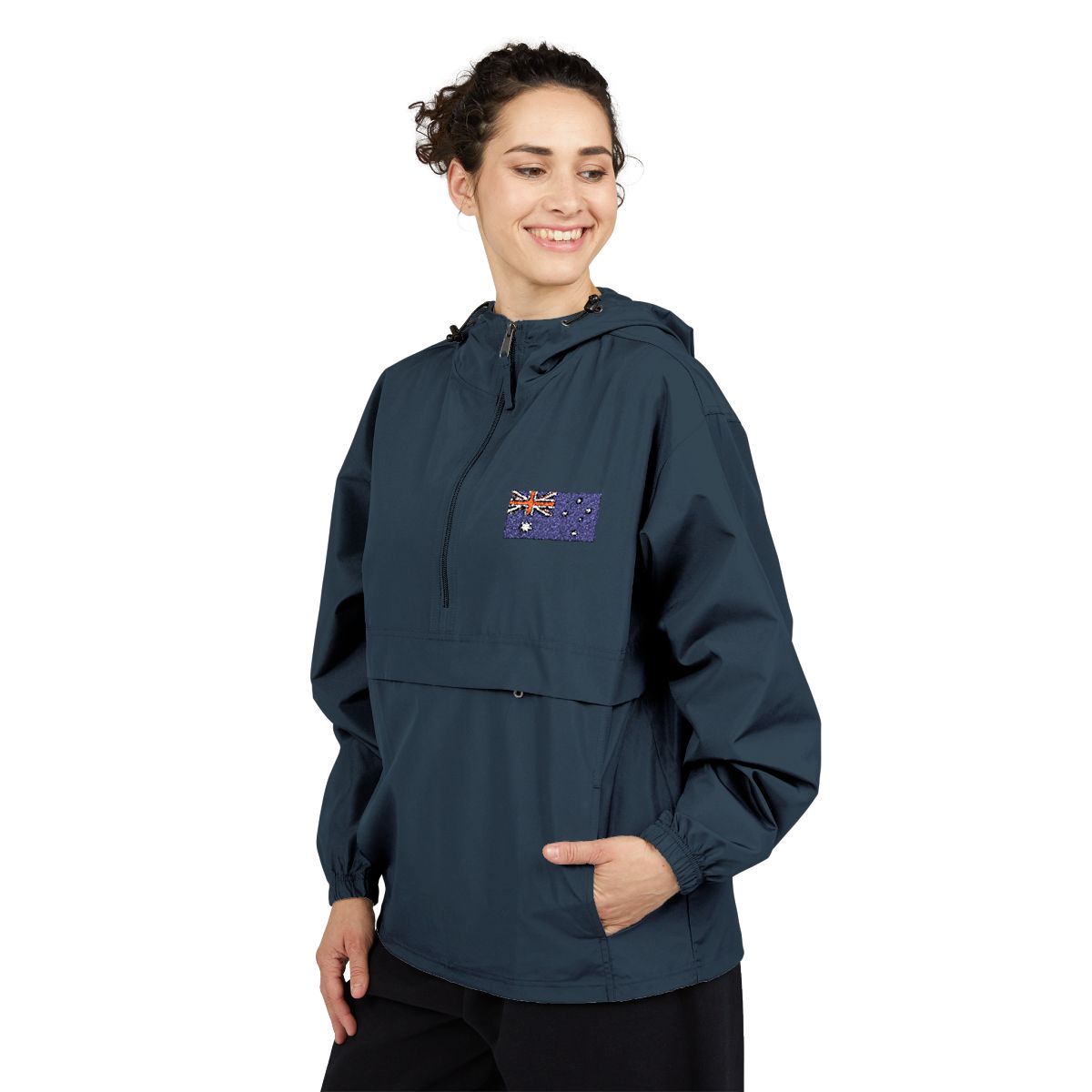 Packable Anorak Jacket | Hooded Windbreaker, Pocket Patch Detail