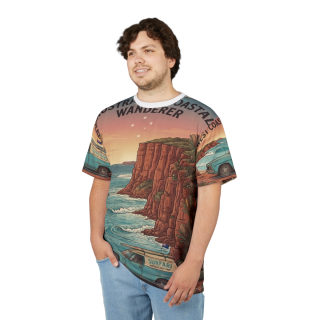 Coastal Wanderer Surf Van Tee | Ocean Cliffs Sunset All-Over Print 1