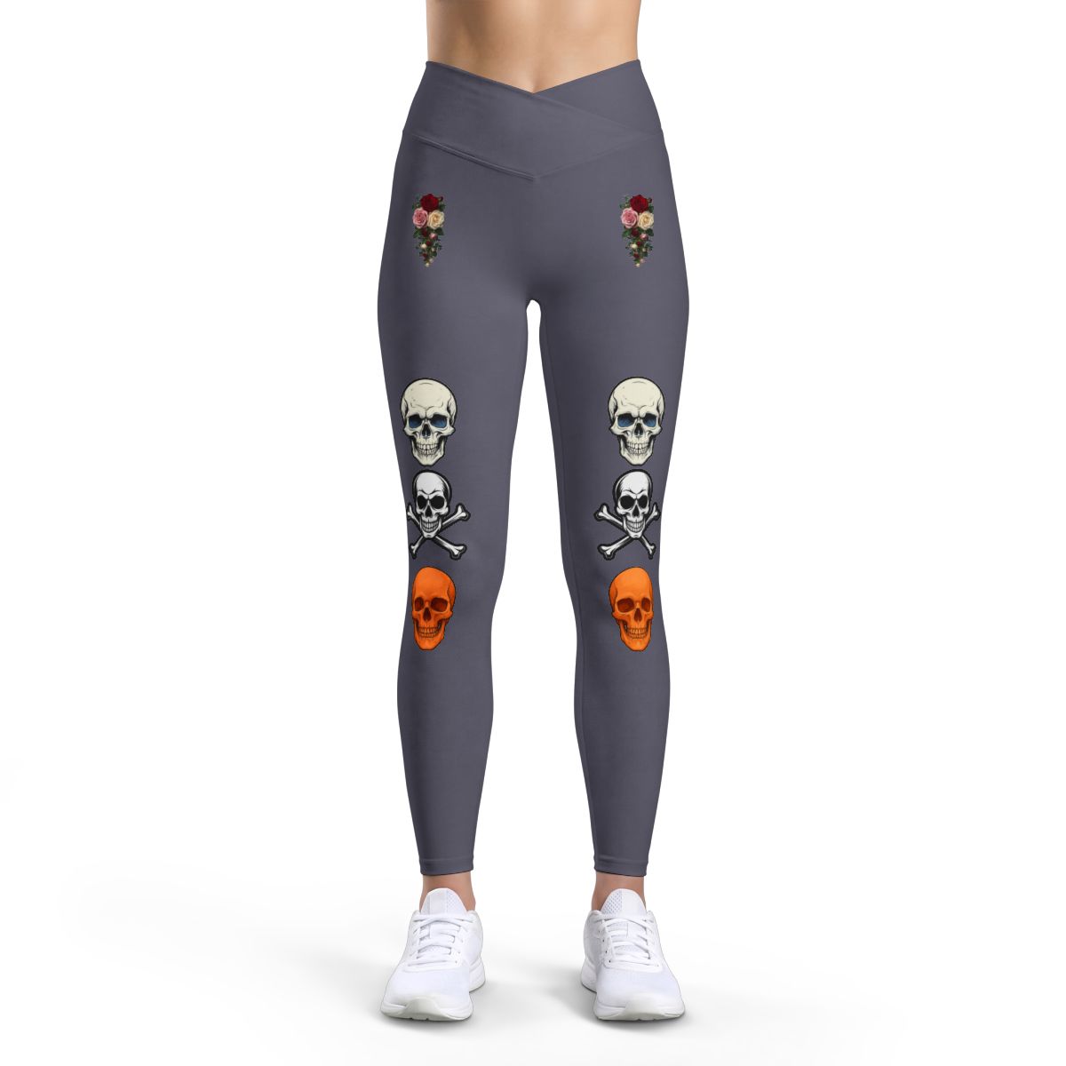 Floral Skull Pattern Leggings | Halloween Skull Leggings