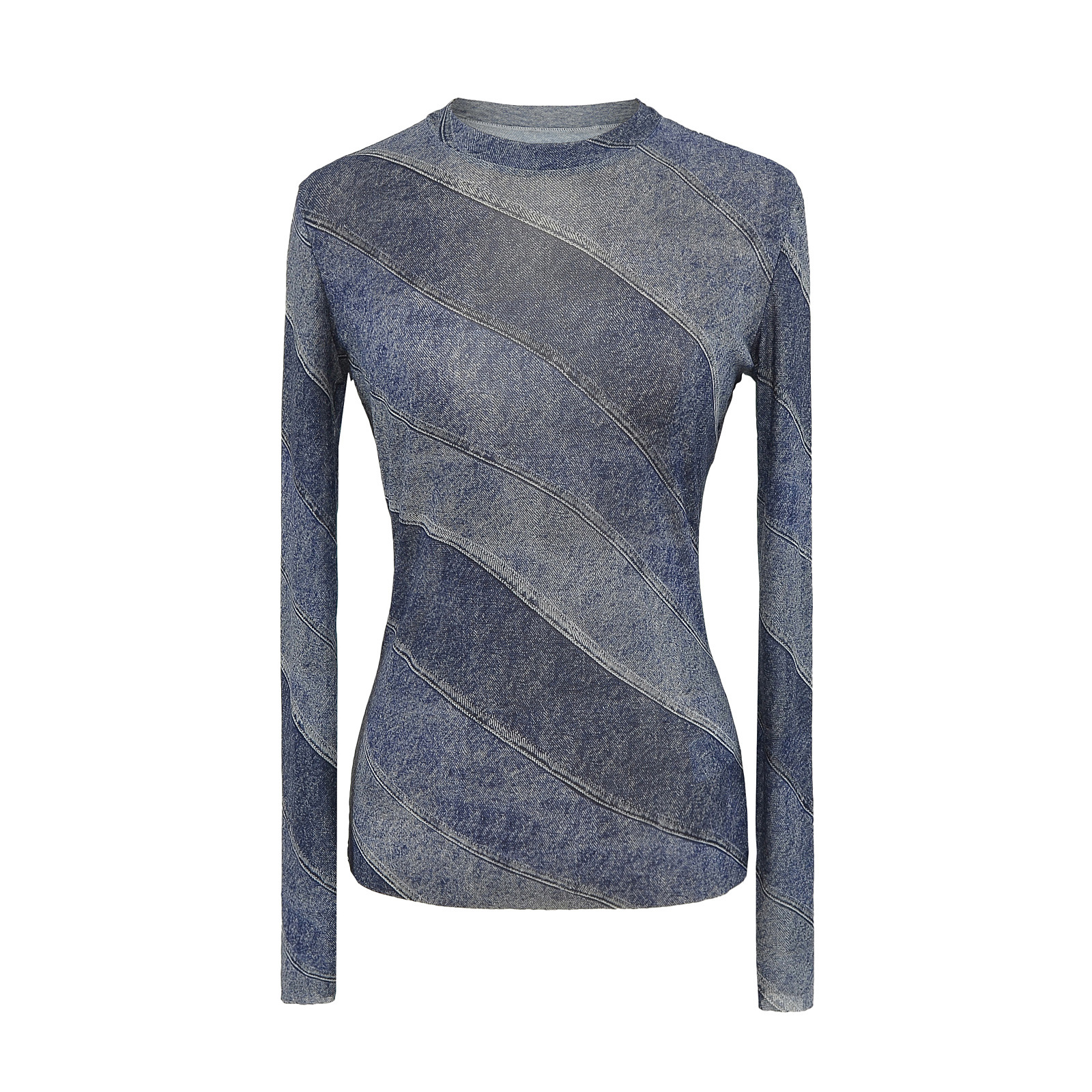 Mesh Base Long Sleeve Shirt | Small Round Neck Slim Fit