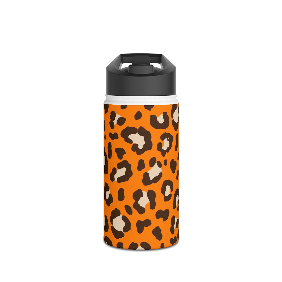Orange Leopard Print Stainless Steel Water Bottle | Animal Print Bottle