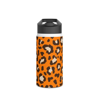Orange Leopard Print Stainless Steel Water Bottle | Animal Print Bottle