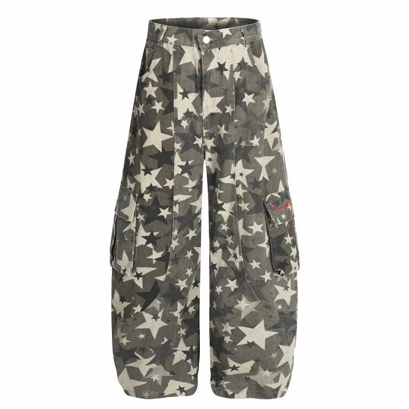 Street Style Star Cargo Camouflage Wide Leg Jeans