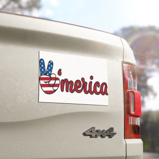 'Merica peace hand Flag Car Magnet | Patriotic America decal 4