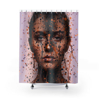 Abstract Drip Portrait Shower Curtain | Artistic Face Splatter 2