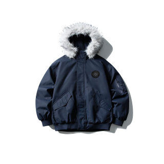 Detachable Fur Collar Hooded Workwear Jacket | Warm White Duck Down 4