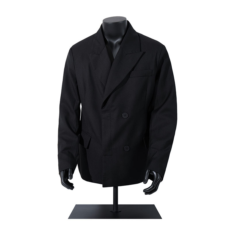 Black Double-Breasted Oversized Blazer for Men | Windproof Suit Jacket