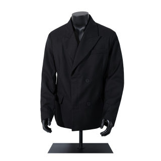Black Double-Breasted Oversized Blazer for Men | Windproof Suit Jacket 1