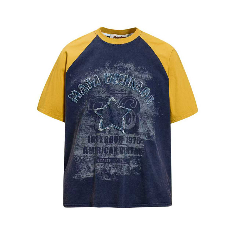 Star Letter Embroidery Short Sleeve Shirt