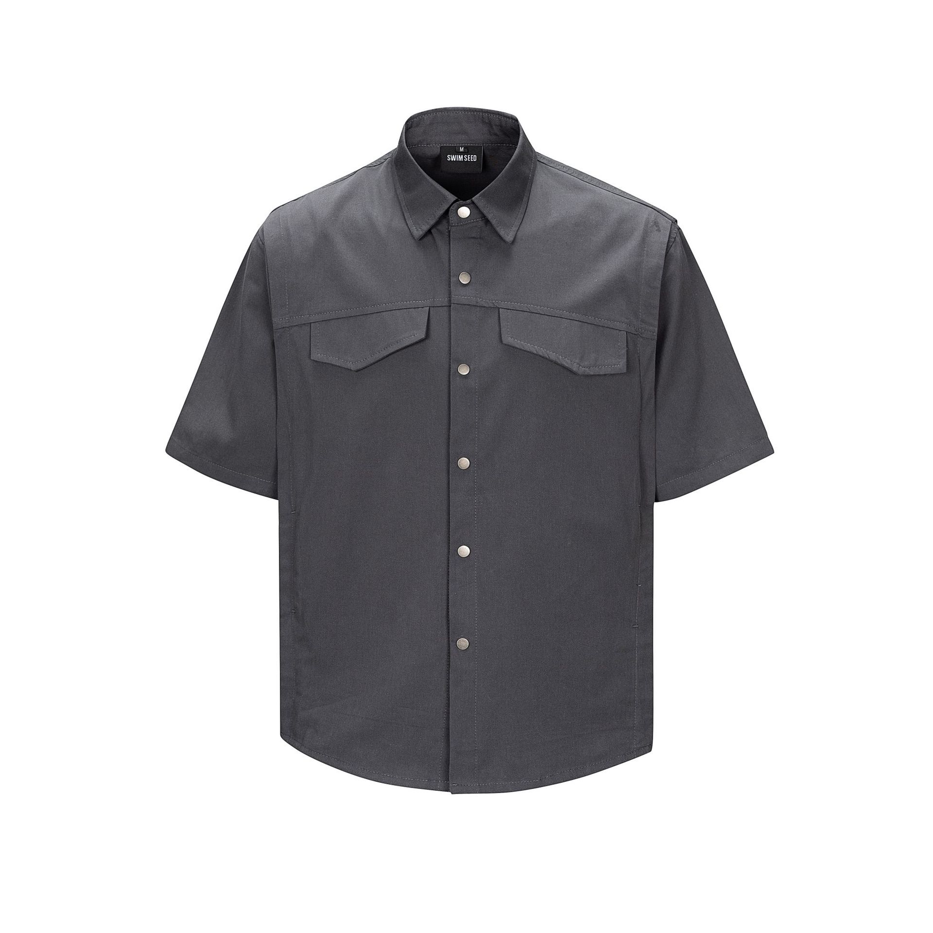 Collared Loose Short Sleeve Workwear Shirt