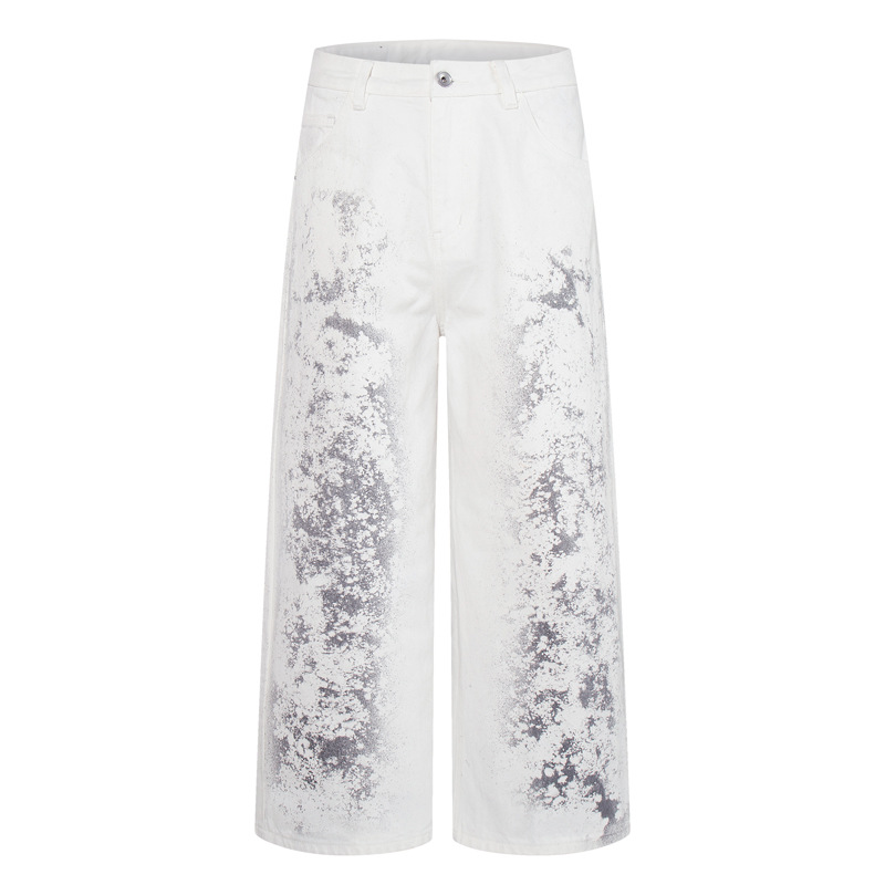Men's Loose Denim Pants | Street Retro Ink Pattern