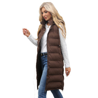 Women's Hooded Sleeveless Long Vest Jacket | Commuter Style 5