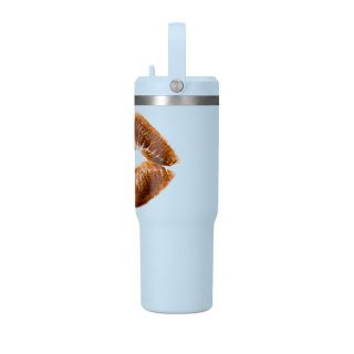 Faux Fur Kiss Lips Tumbler 32oz | Lip Print Travel Mug 27
