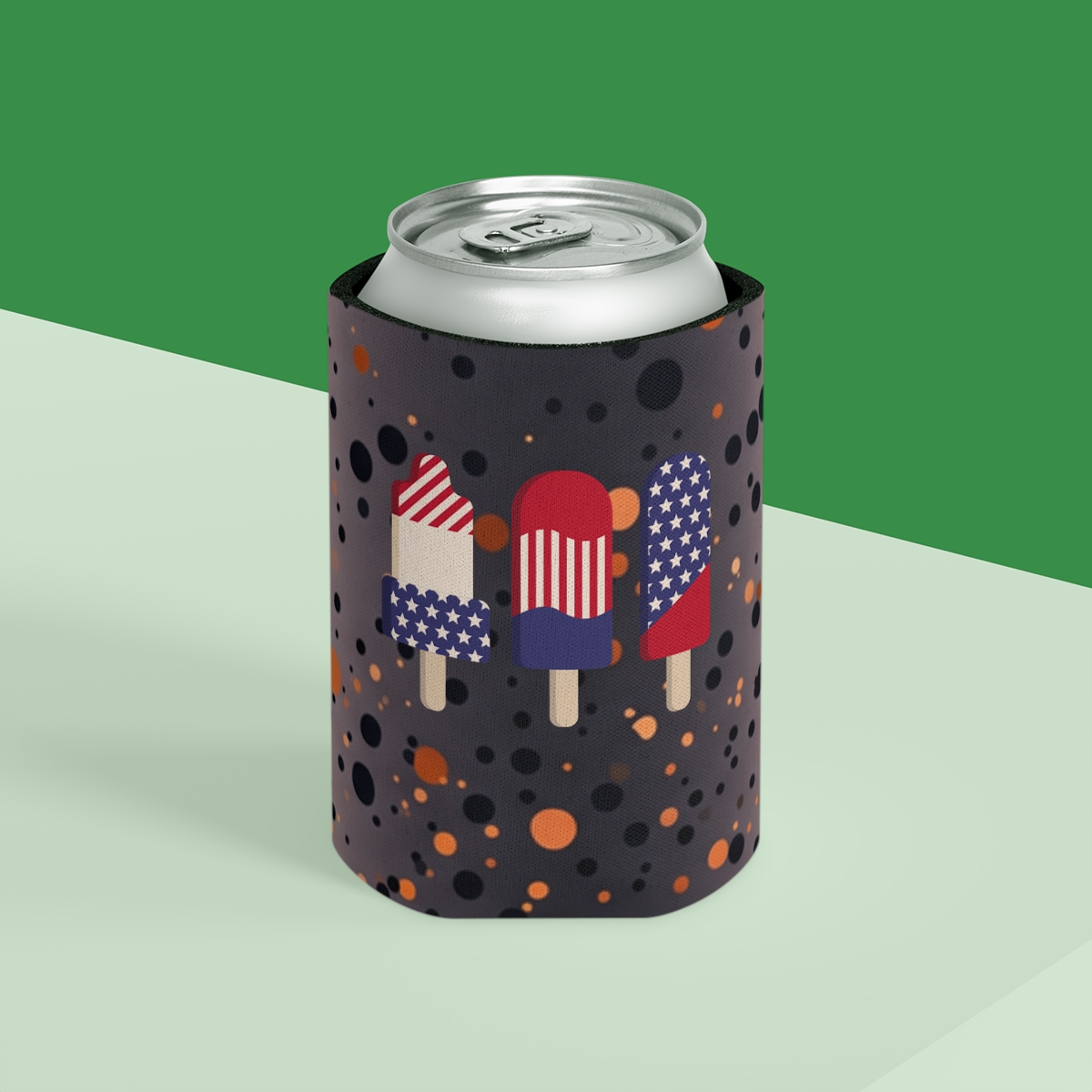 American Flag Popsicles Can Cooler | Patriotic Fourth of July Koozie