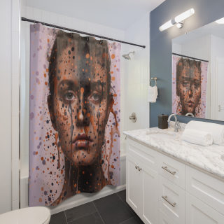 Abstract Drip Portrait Shower Curtain | Artistic Face Splatter 4