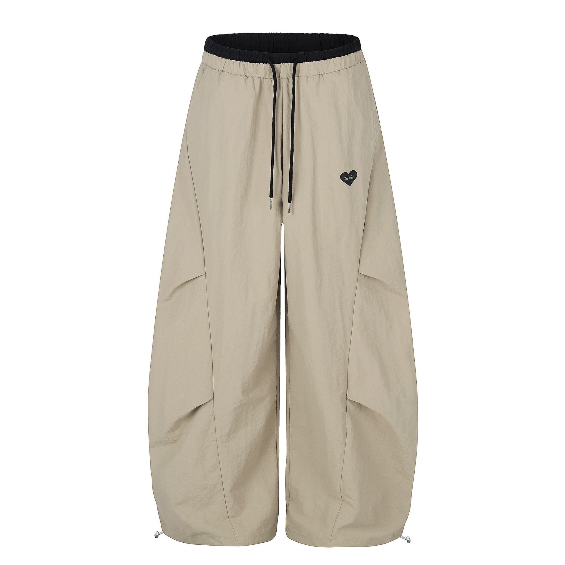 Striped Cargo Pants with Drawstring and Cuffed Hem