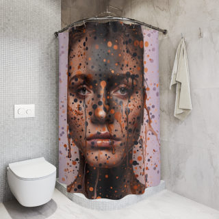 Abstract Drip Portrait Shower Curtain | Artistic Face Splatter 5