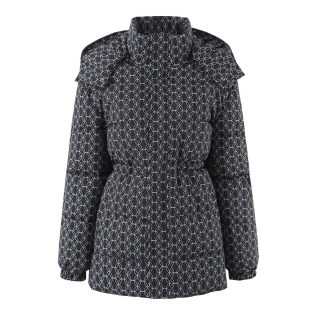 Street Print Waistband Hooded Cotton Jacket for Women 5