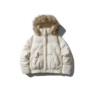 Fur Collar Hooded Down Jacket | White Duck Down Warm Puffer Coat 1