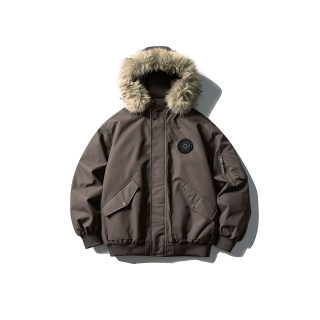 Detachable Fur Collar Hooded Workwear Jacket | Warm White Duck Down 3