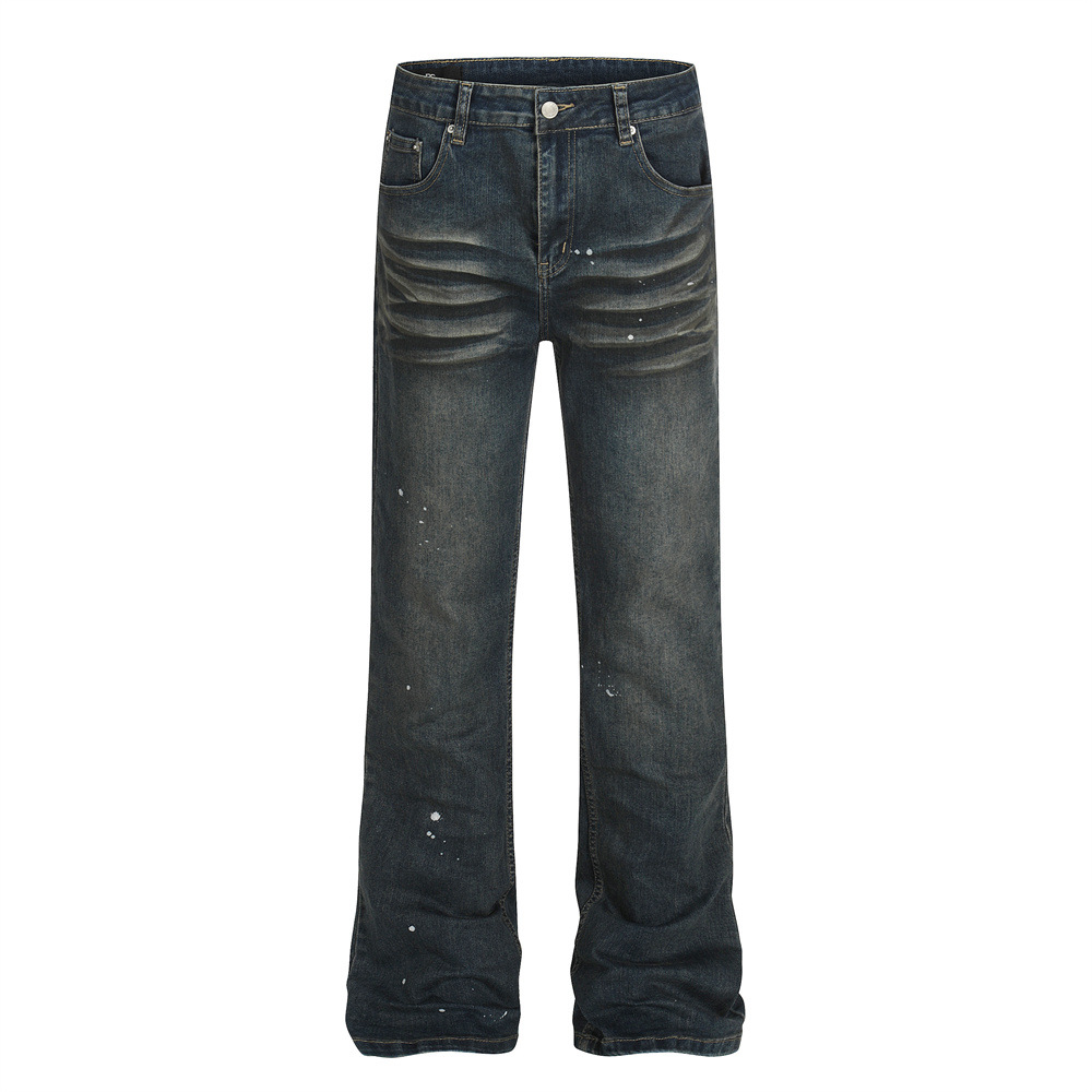 Men's Cat-Whisker Distressed Splatter-Paint Jeans