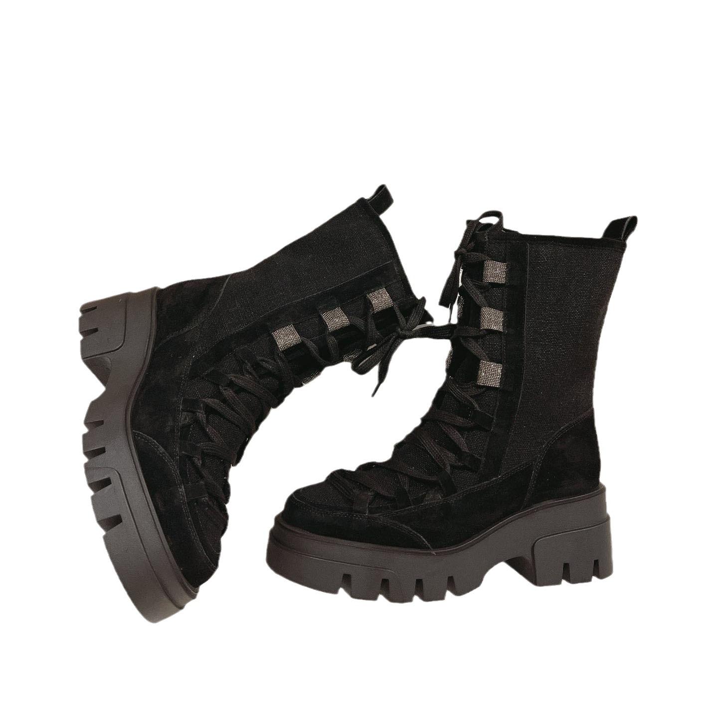 Classic Lace-Up Ankle Boots for Women | Suede Platform Booties