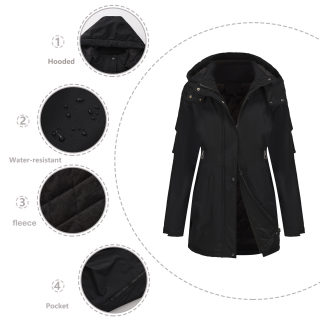 Women's Long Sleeve Hooded Jacket with Pockets 3