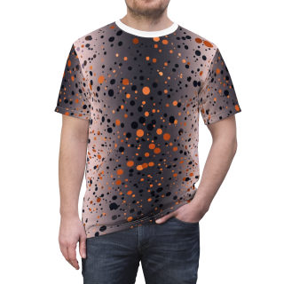 Orange and Black Paint Splatter Tee | All Over Print Shirt 9