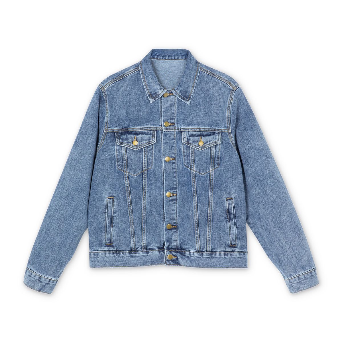 Built Not Born Denim Jacket — American Flag Back Print