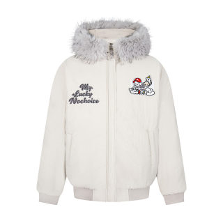 Embroidered Fur Collar Hooded Cotton Coat | Loose Couple's Jacket 5