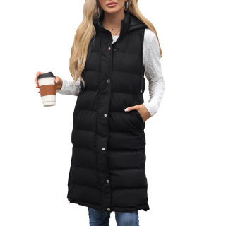 Women's Hooded Sleeveless Long Vest Jacket | Commuter Style 6