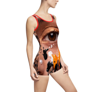 Abstract Face Art Swimsuit | Portrait All-Over Print 12