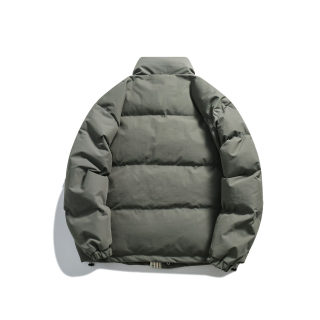 Color Block Letter Print Padded Cotton Coat for Men | Stand-Up Collar Zip-Up 2