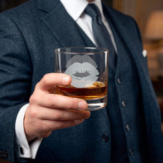 Kiss Mark Whiskey Glass | 10.5oz Engraved Rocks Glass 8