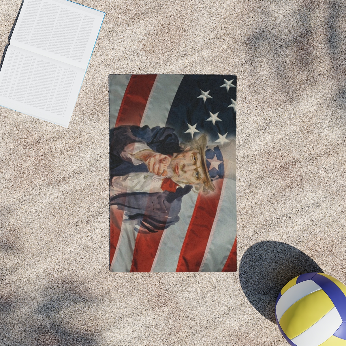 Uncle Sam Pointing American Flag Beach Towel | Patriotic Fourth of July