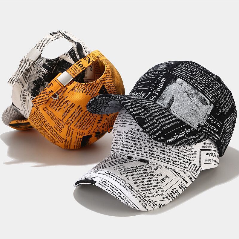 Retro Newspaper-Print Baseball Cap