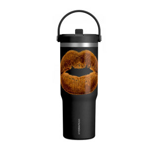 Faux Fur Kiss Lips Tumbler 32oz | Lip Print Travel Mug 2