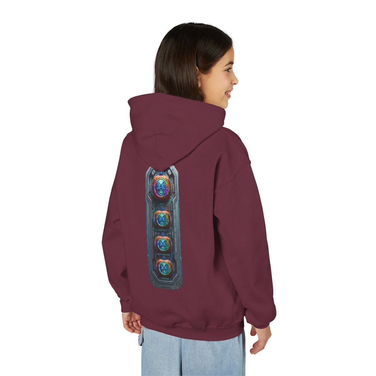 Glowing Cyber Pumpkin Kids Hoodie