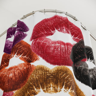 Colorful Lip Print Shower Curtains | Kiss Pattern Bath Curtain 3