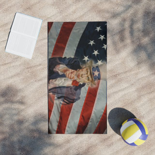 Uncle Sam Pointing American Flag Beach Towel | Patriotic Fourth of July 14
