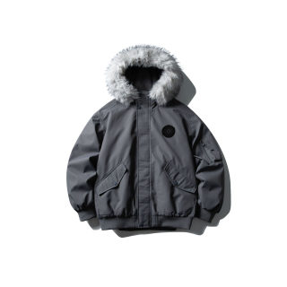 Detachable Fur Collar Hooded Workwear Jacket | Warm White Duck Down 2