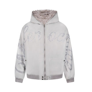 Hawk Embroidered Letter Hooded Cotton Coat | Unisex Loose Warm Outerwear 3