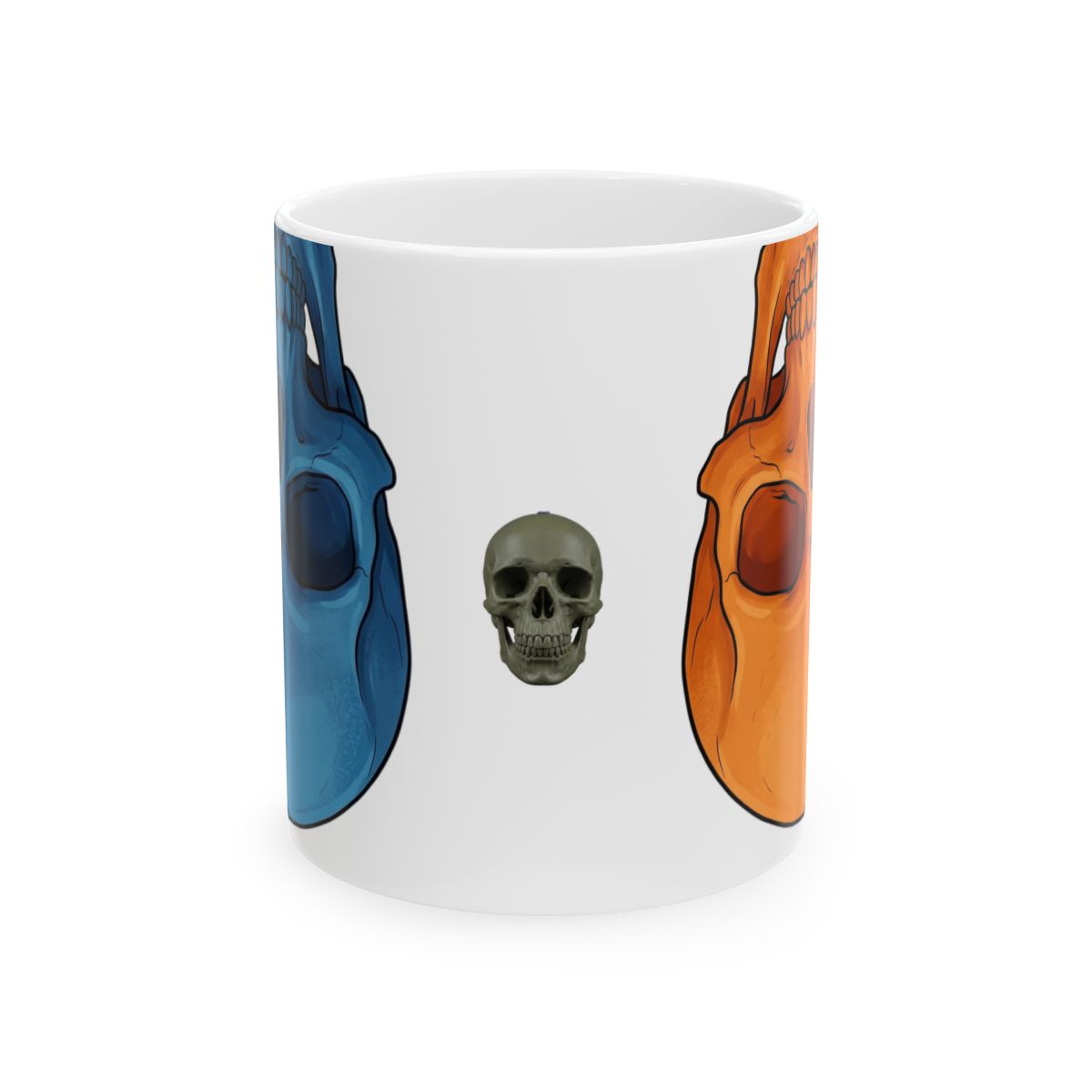 Blue and Orange Skull Pattern Mug | Ceramic Coffee Mug