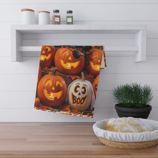 Jack-o'-Lantern Patchwork Tea Towel | Halloween Pumpkin Boo 6