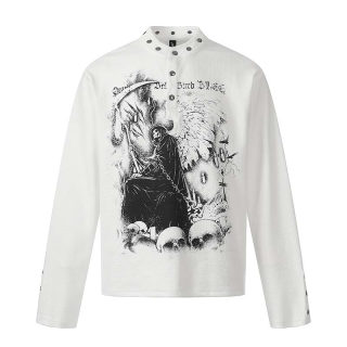 Skeleton Mystery Man Print Long Sleeve T-Shirt | American Retro