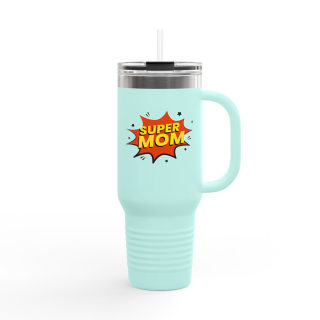 Super Mom comic burst insulated travel mug 14
