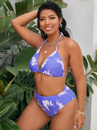 Plus Size Floral bikini set (tie-up) 2